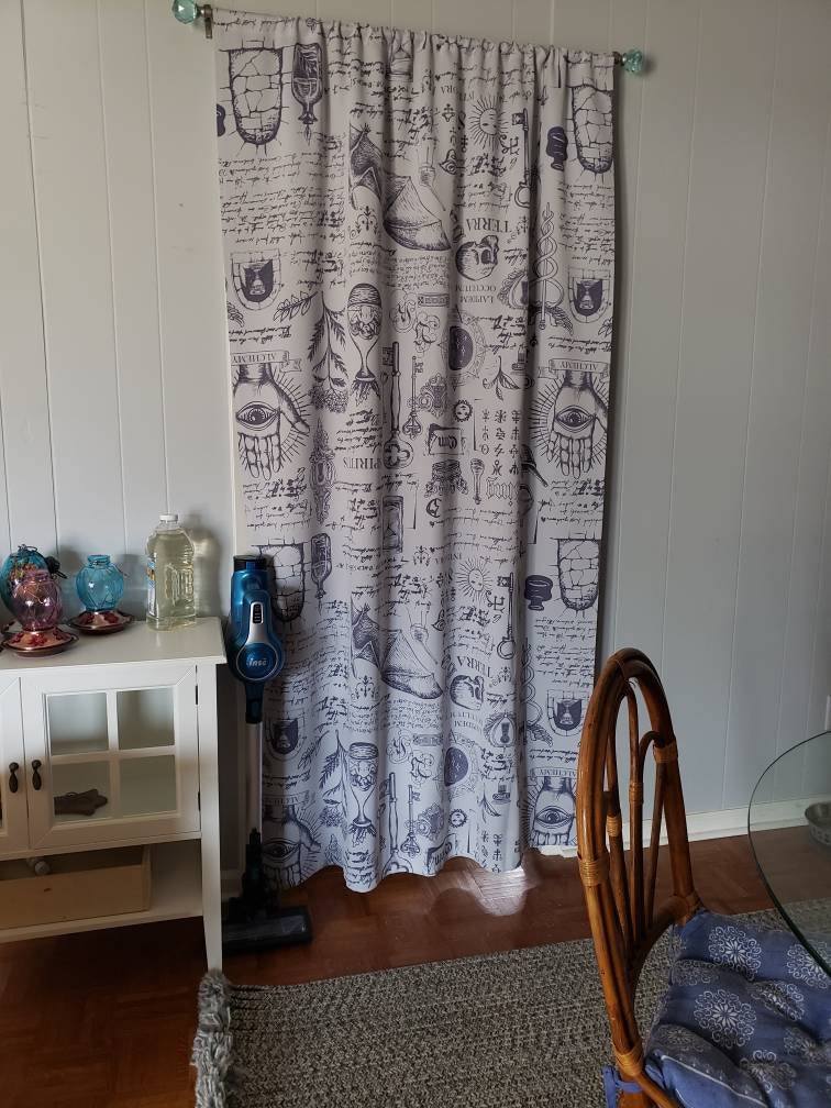 Esoteric Witchy Curtain: Moon Alchemy Bohemian Art Door Panel by DesignBohemian