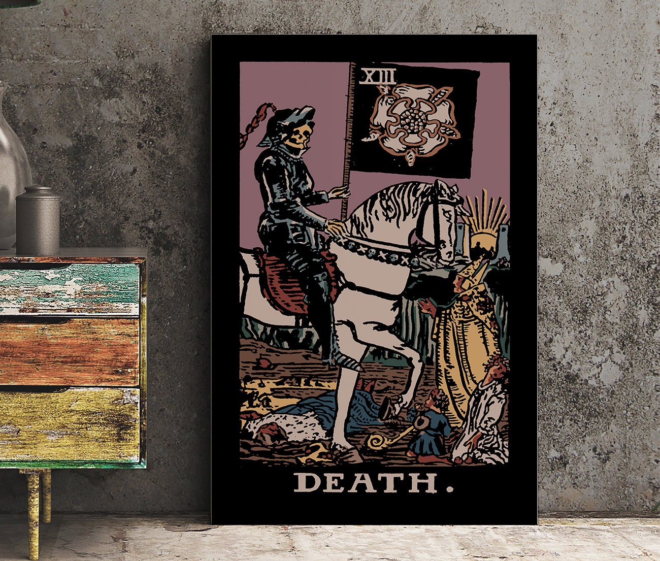 Death - Tarot Card Print - The Death Card Darker Colorway Poster, No Frame