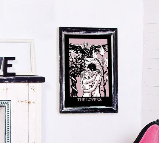 The Lovers Tarot Print: Goth Pastel Art Poster by DesignBohemian