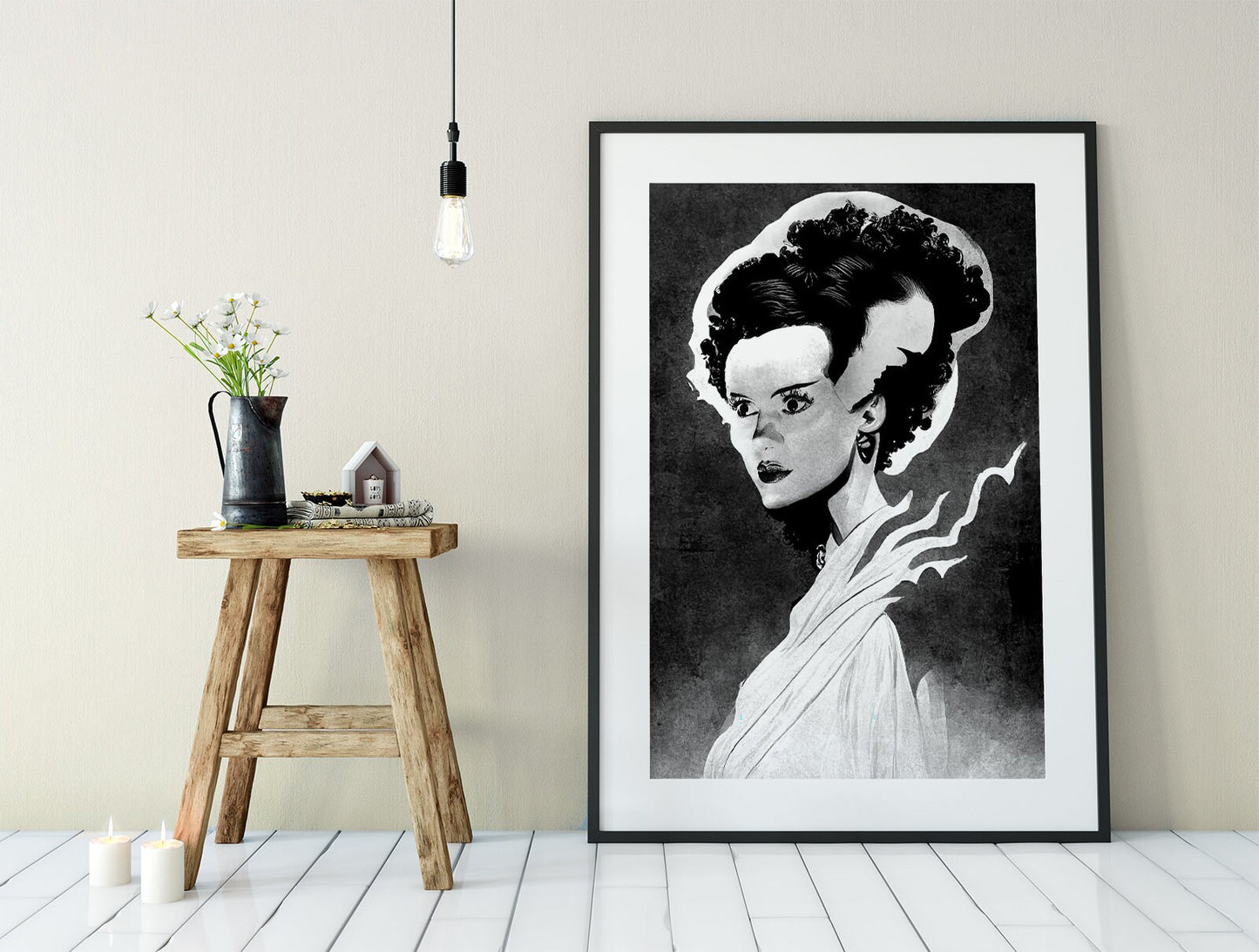 Bride of Frankenstein Print, The Bride of Frankenstein's Monster, Mary Shelley, Classic Monster, Halloween Poster, No Frame