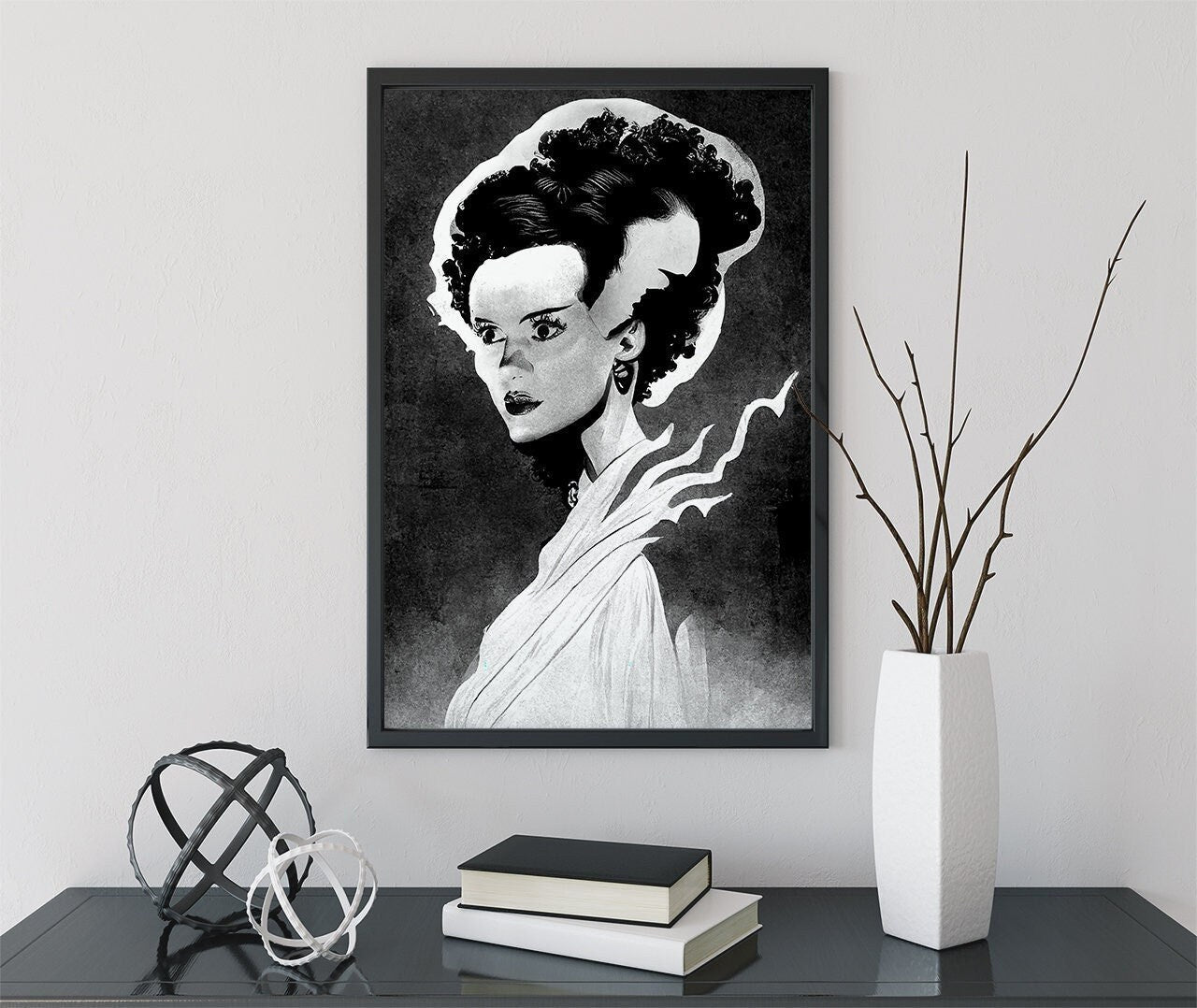 Bride of Frankenstein Print, The Bride of Frankenstein's Monster, Mary Shelley, Classic Monster, Halloween Poster, No Frame