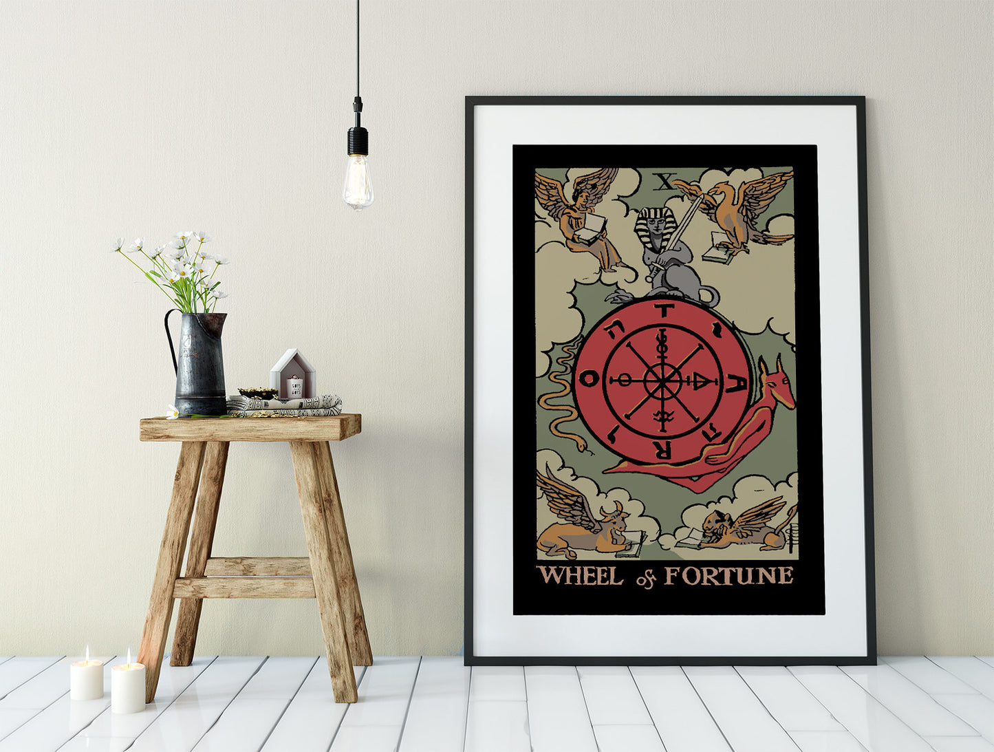 Wheel Of Fortune - Tarot Card Print - Tarot Card The Wheel Of Fortune Darker Colorway Card Color Block Poster Eclectic Tarot, No Frame