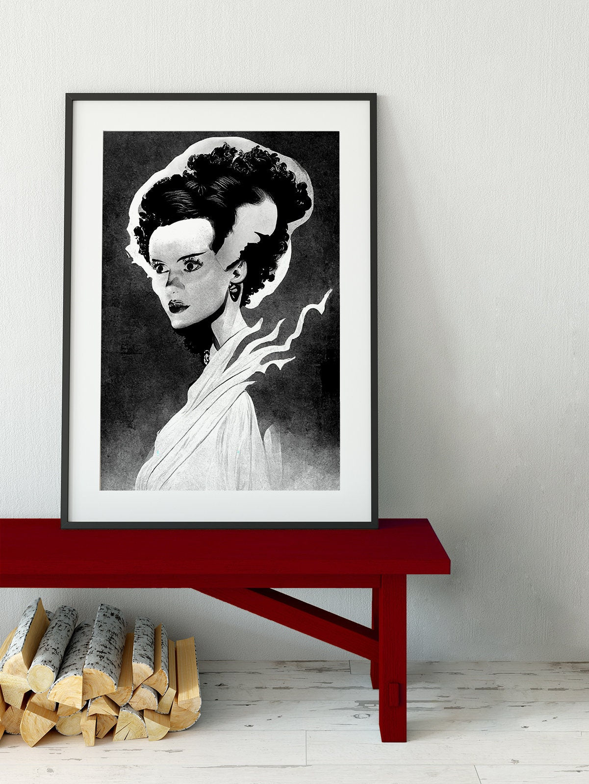 Bride of Frankenstein Print, The Bride of Frankenstein's Monster, Mary Shelley, Classic Monster, Halloween Poster, No Frame