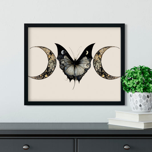 Art Deco Butterfly - Gold and Black Floral Print - Butterfly Poster Floral Print Bohemian Print Large Artwork
