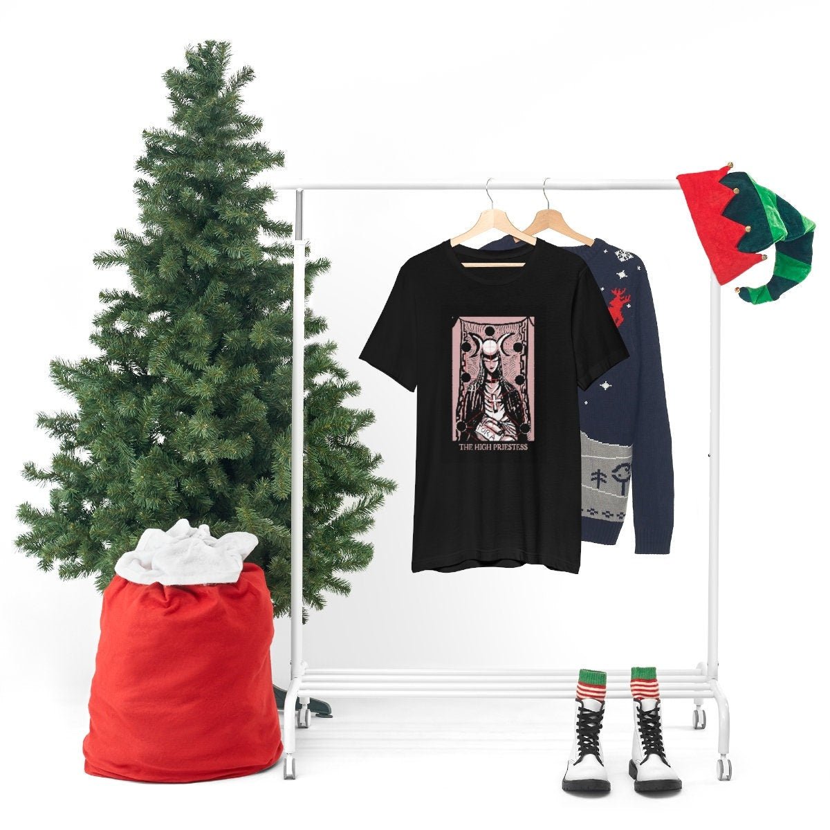 The High Priestess Shirt - Tarot Card Shirt - Black and Pink - Unisex Jersey Short Sleeve Tee