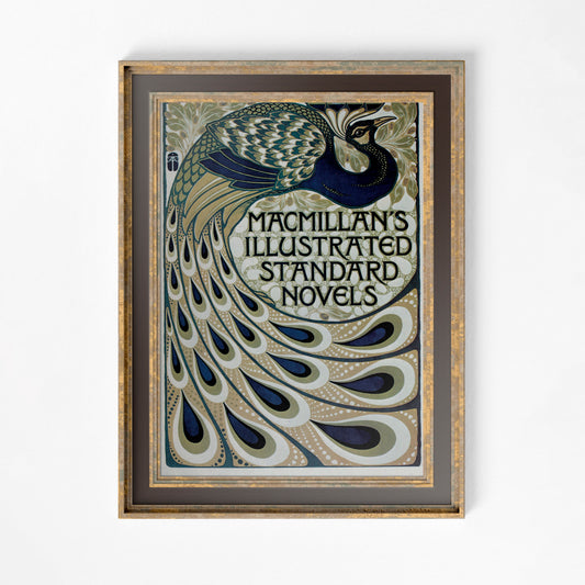 Vintage Peacock Book Cover Print - Art Nouveau Poster Floral Print Bohemian Print