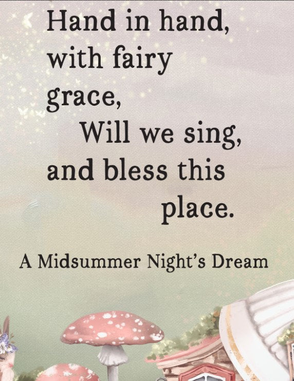 Fairy Print - Midsummer Nights Dream Poem Poster - Nursery Room Print