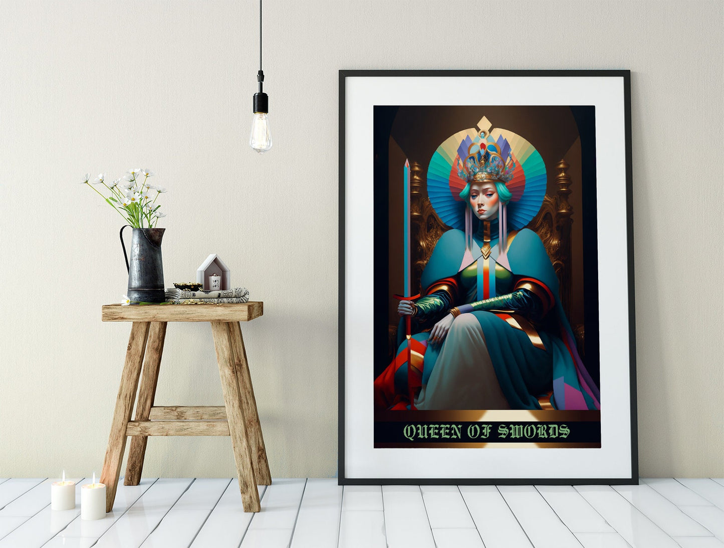 Queen Of Swords- Tarot Card Poster - The Queen Of Swords Card Print, No Frame