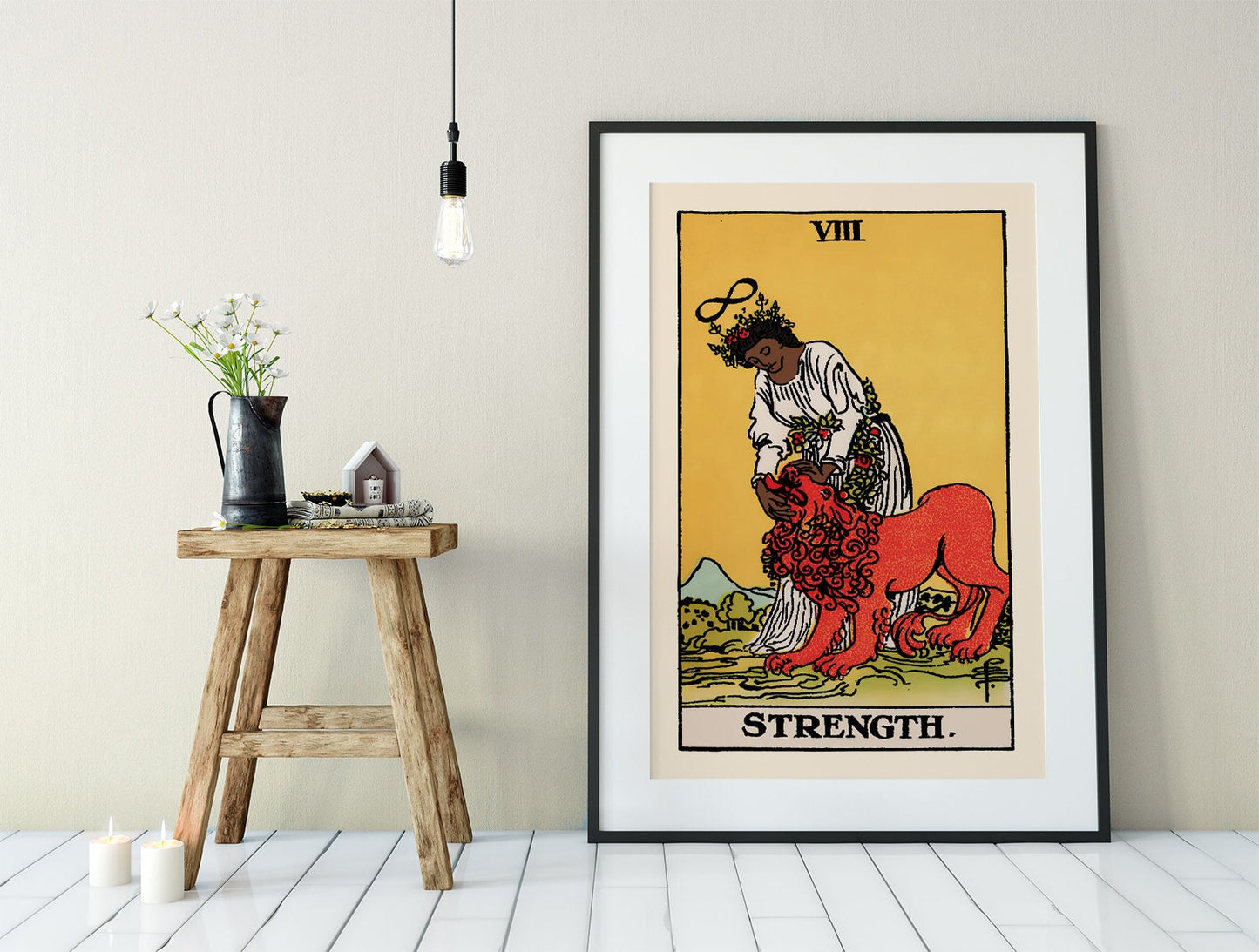 Strength- Tarot Card Print - The Strength Black Woman Card Poster, No Frame
