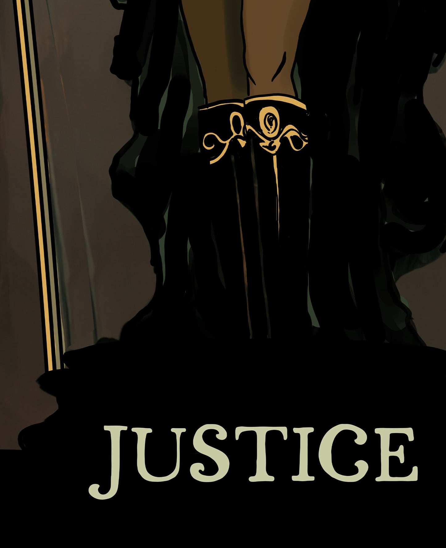 Justice - Tarot Card Print from the Green Menagerie Tarot - Tarot Card The Black Woman Tarot Card The Justice Card Poster, No Frame