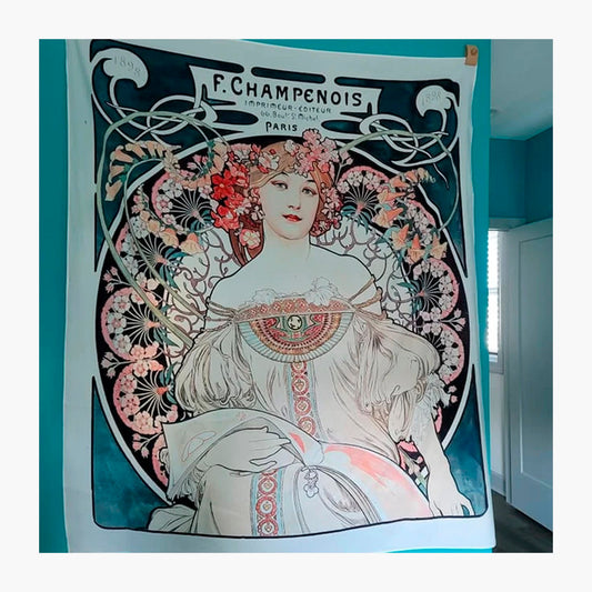 Art Nouveau Tapestry Bohemian Wall Hanging Large Artwork Hippie Lady Mucha by DesignBohemian