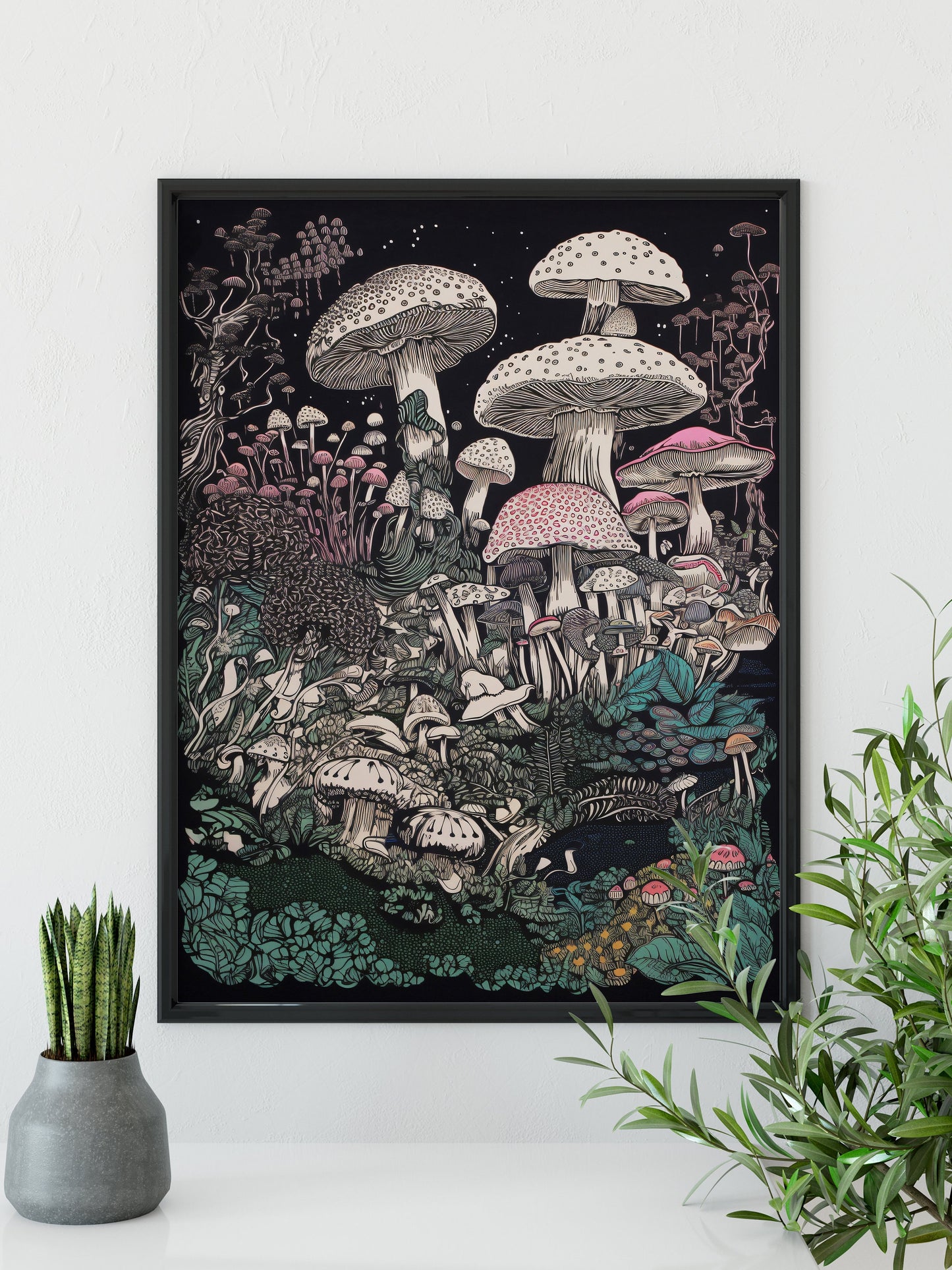 Mushrooms Illustration - Psychedelic Mushrooms Botanical Print by DesignBohemian