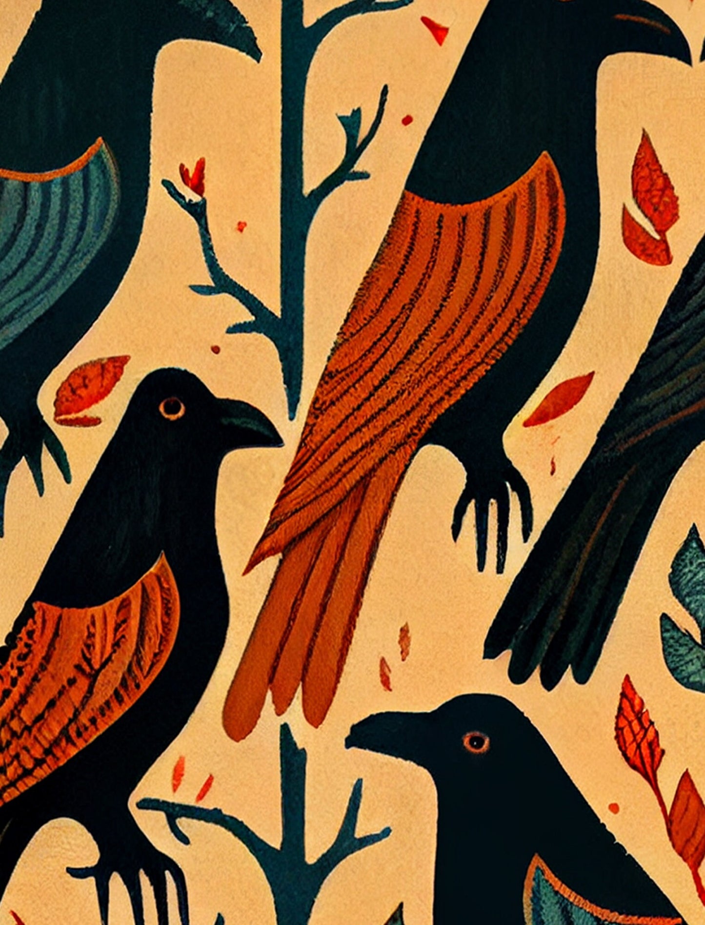 The Black Crows Folk Art Poster, No Frame