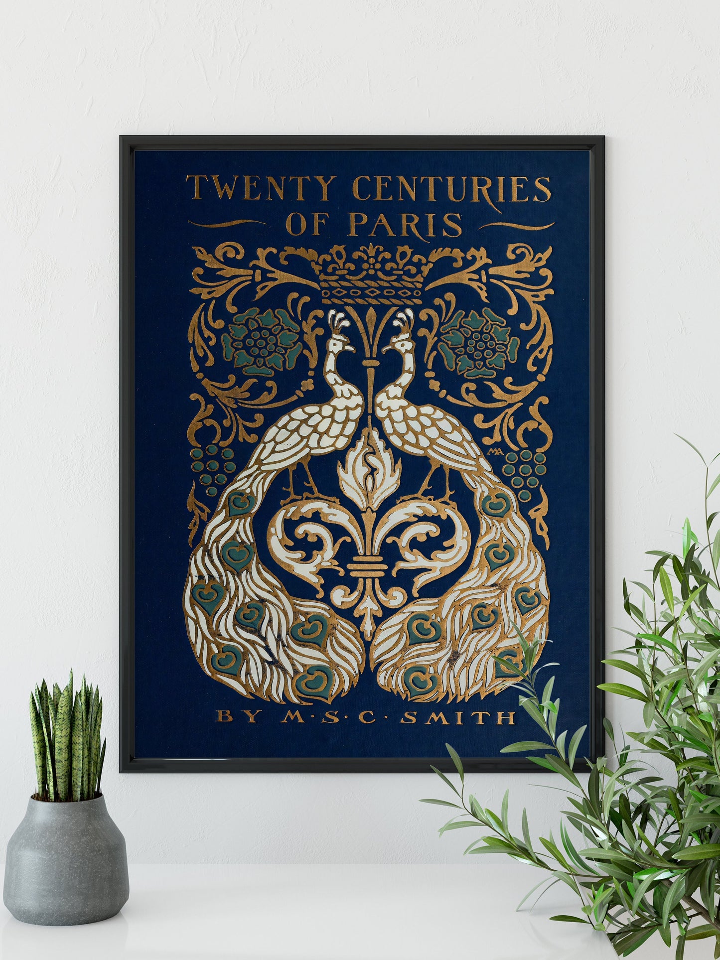 Vintage Book Cover Print - Peacock Art Nouveau Poster - Bohemian Print - Large Artwork