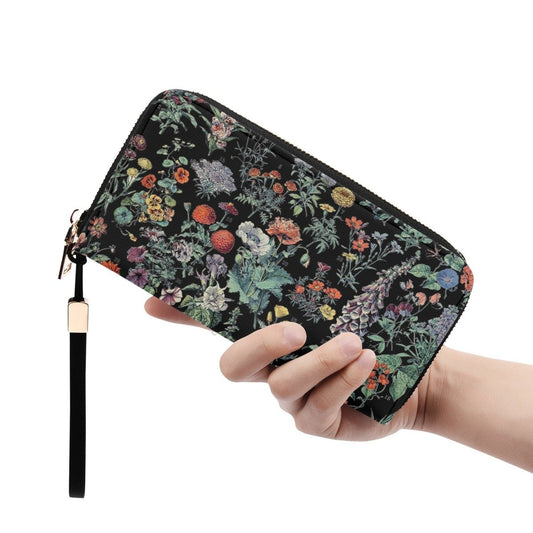Black Floral Wallet - Milot Designer Vintage - Casual Clutch Nouveau Wallet