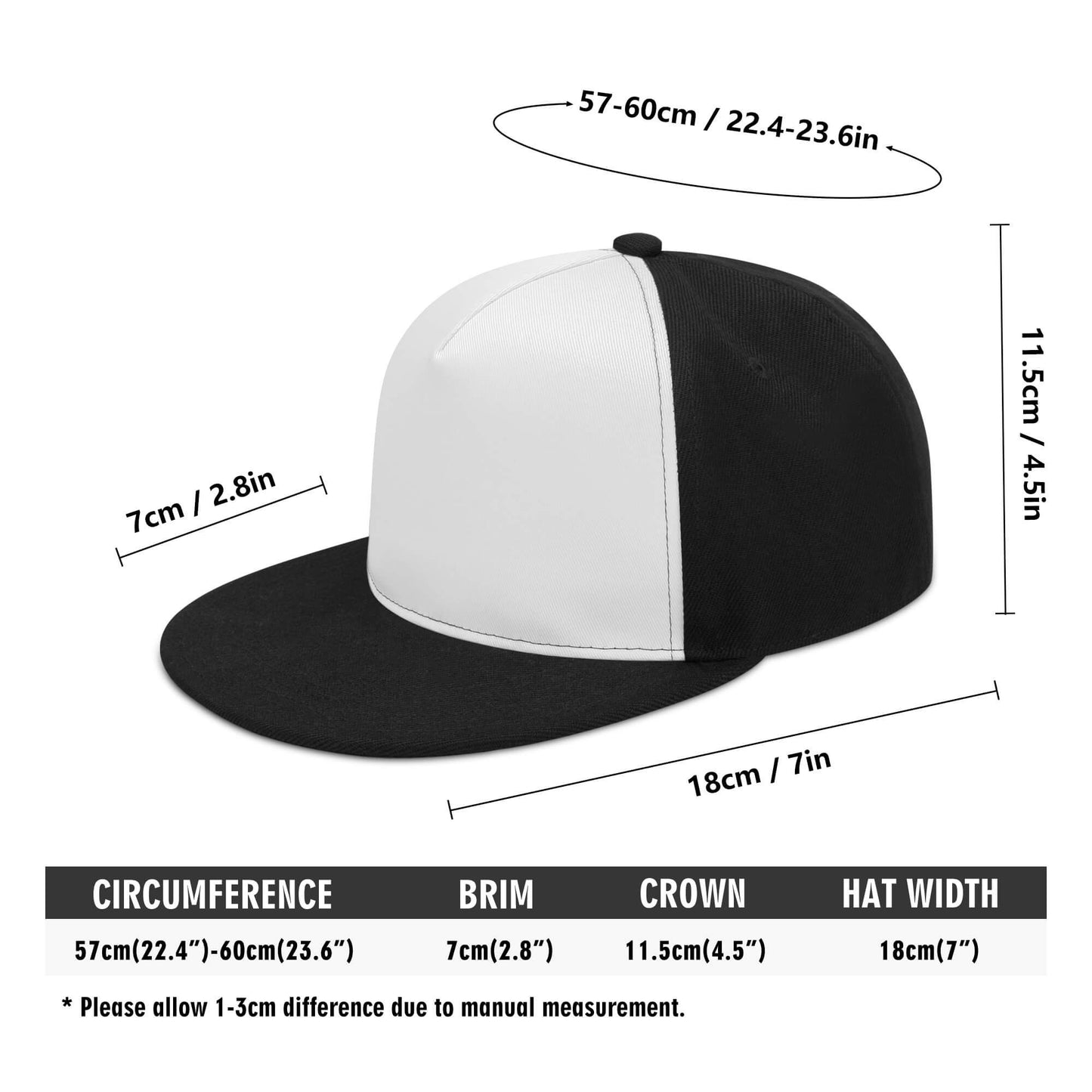 Butterfly Hat - Streetwear Hat - Black and White - Front Printing Casual Hip-hop Hats