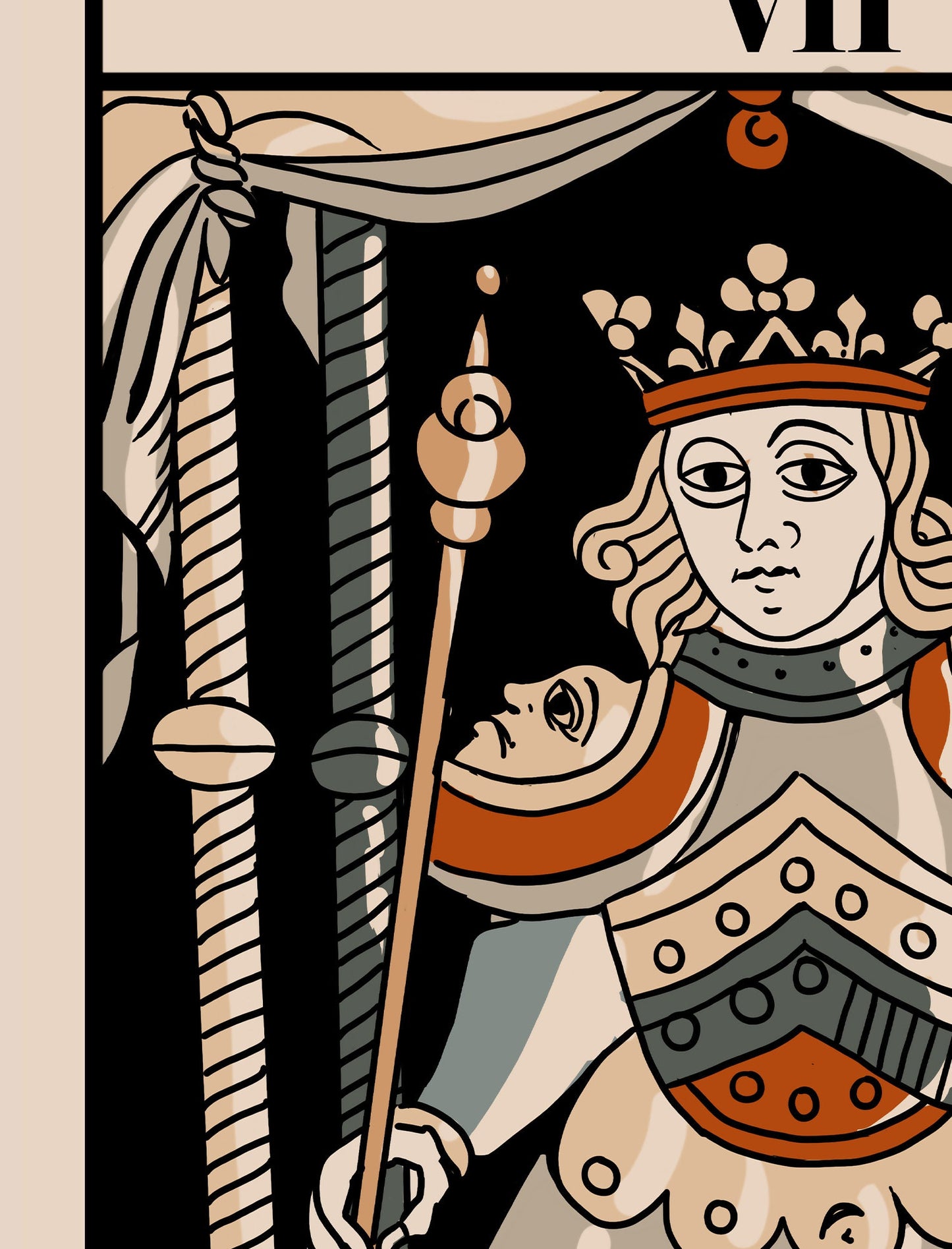 The Chariot- Tarot de Marseille Card Print - The Chariot Card Poster, No Frame