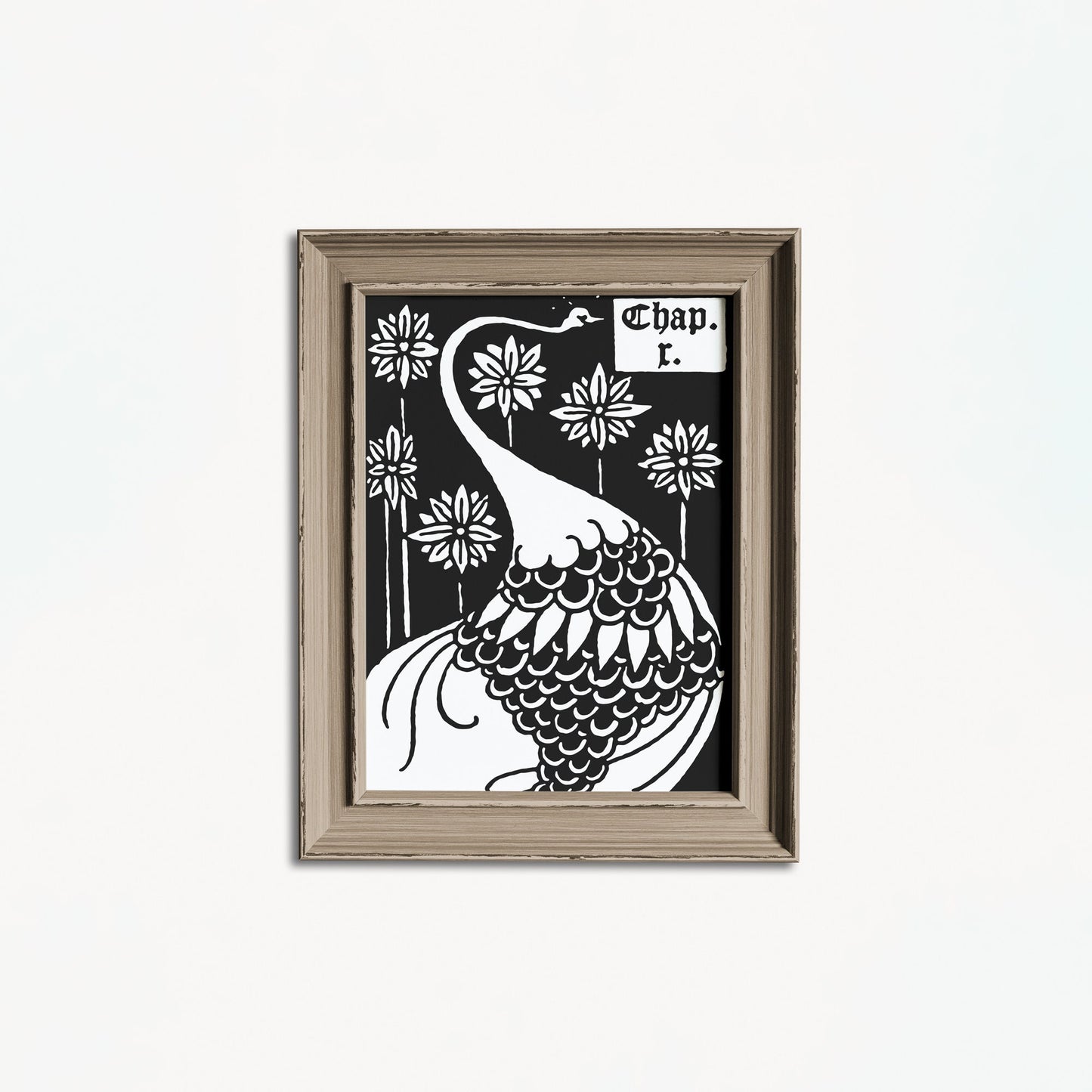 Vintage Peacock Print - Aubrey Beardsley - Art Nouveau Poster Floral Print Bohemian Print Large Artwork - Black and White