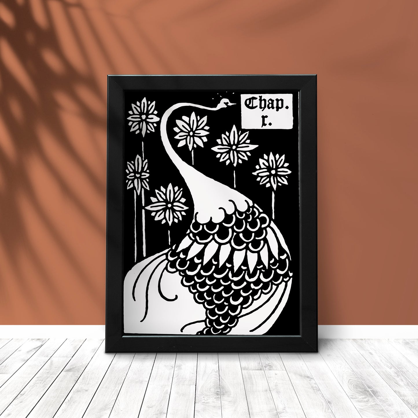 Vintage Peacock Print - Aubrey Beardsley - Art Nouveau Poster Floral Print Bohemian Print Large Artwork - Black and White
