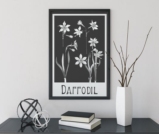 Art Nouveau Poster Floral Print Bohemian Print Large Artwork Daffodils Vintage