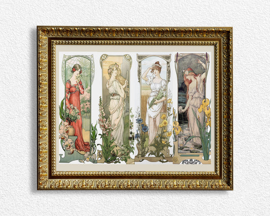 Elizabeth Sonrel Print - Art Nouveau Fleurs des champs, Fleurs des montagnes & Fleurs de serrel - French Painting