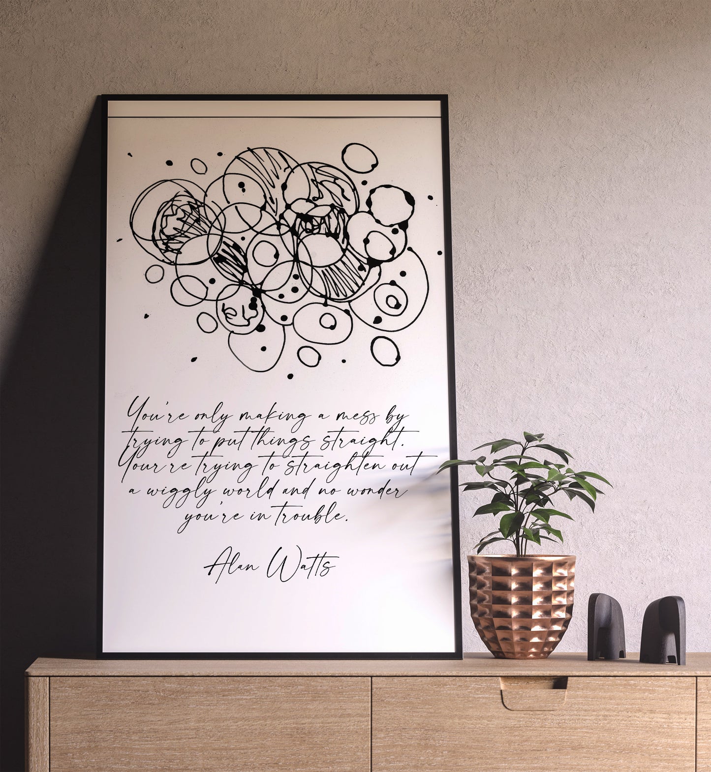 Wiggly World Quote - Alan Watts - Poster Bohemian Art Print Poster With Design no frame 20x30 Large