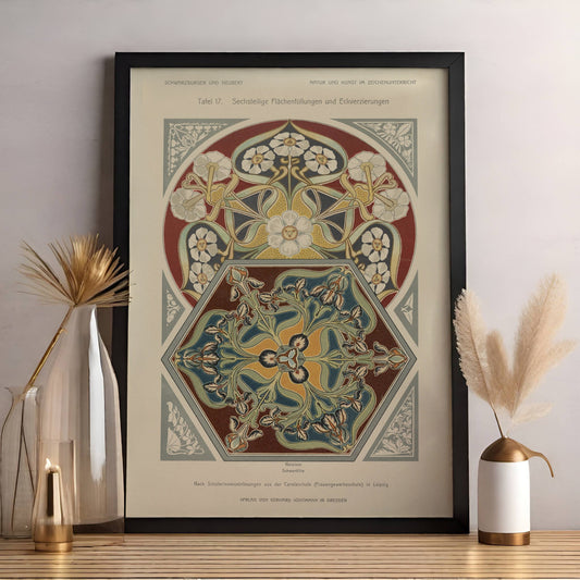 Art Nouveau Poster Neutral - Mandalas - Floral Print Bohemian Print - Nature Art