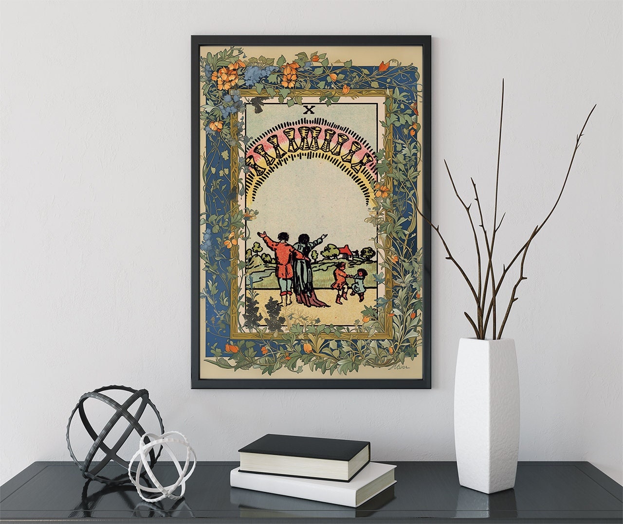 The 10 of Cups- Tarot Card Print - Ten of Cups Card Poster, No Frame