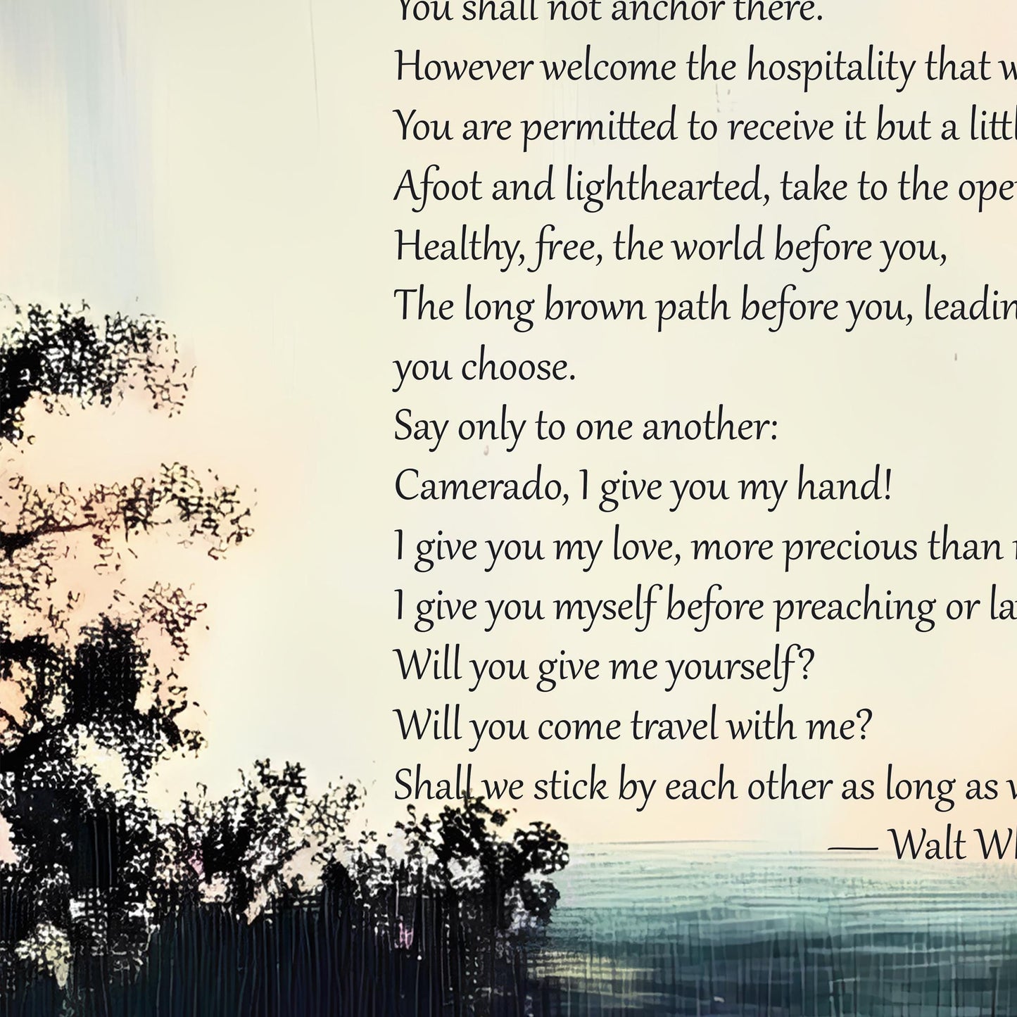Song of the Open Road - Walt Whitman Print - Inspirational - Art Print - Poem