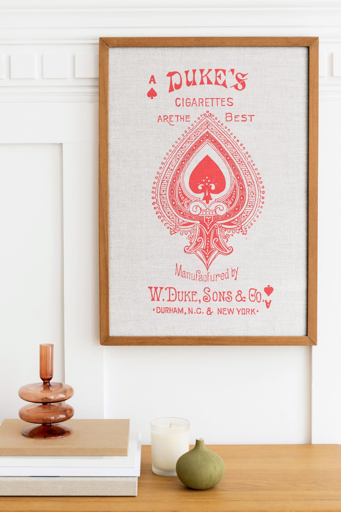 Vintage Ace of Spades Poster - Cigarettes Vintage Art - Red and White