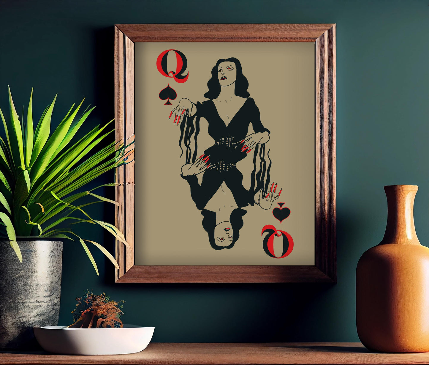 Vampress Classic Horror Movie Playing Card Print, Queen of Spades Illustration (No Frame)