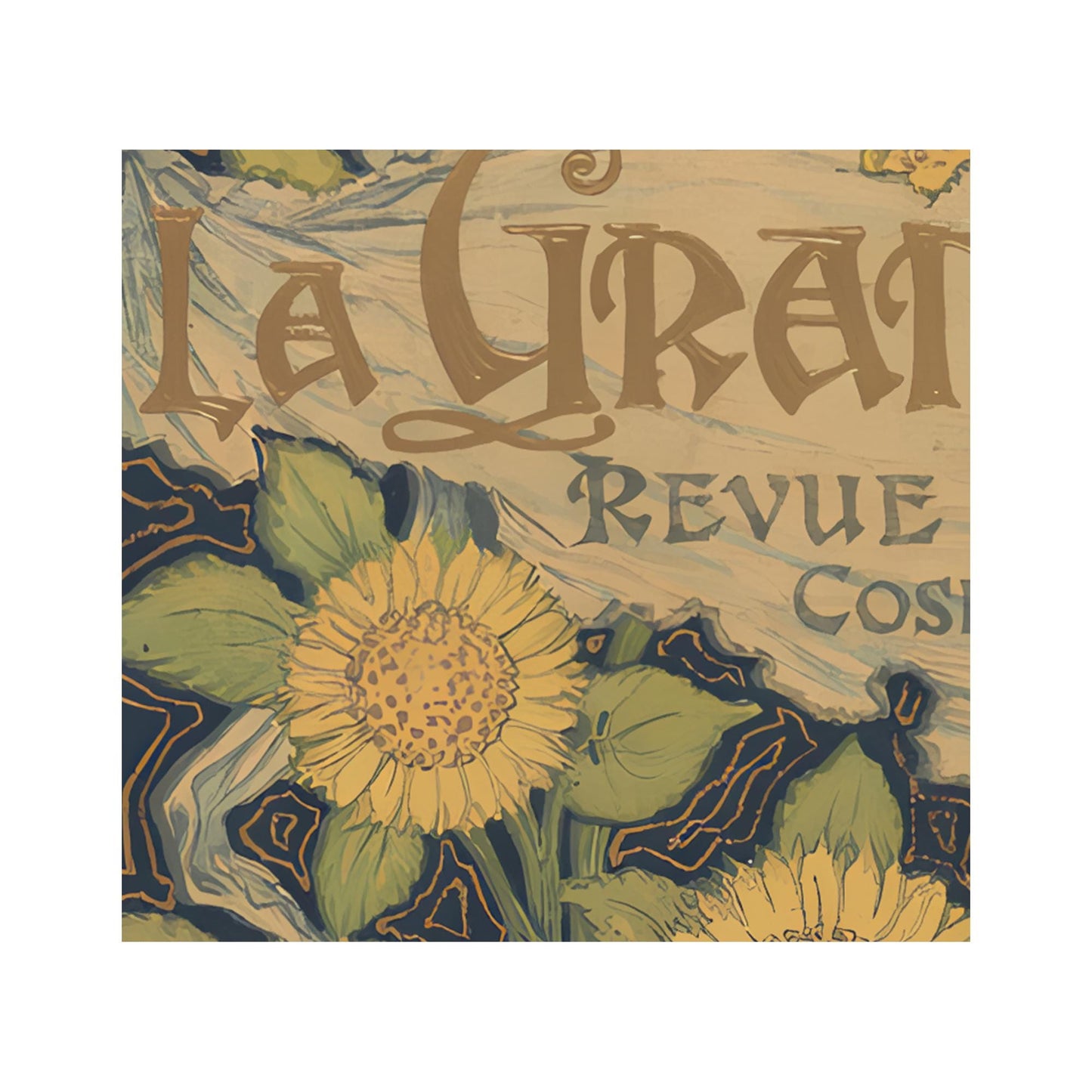 Art Nouveau Sunflowers Print - Vintage Shabby Chic - Vintage Paris, France Poster - Nouveau Design