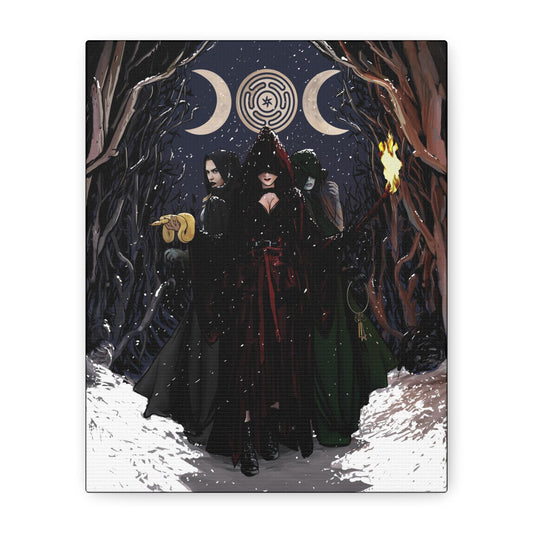 Dark Fantasy Wall Art, Mystic Canvas, Witchy Home Decor, Moon Phases Artwork, Esoteric Gift for Her by DesignBohemian