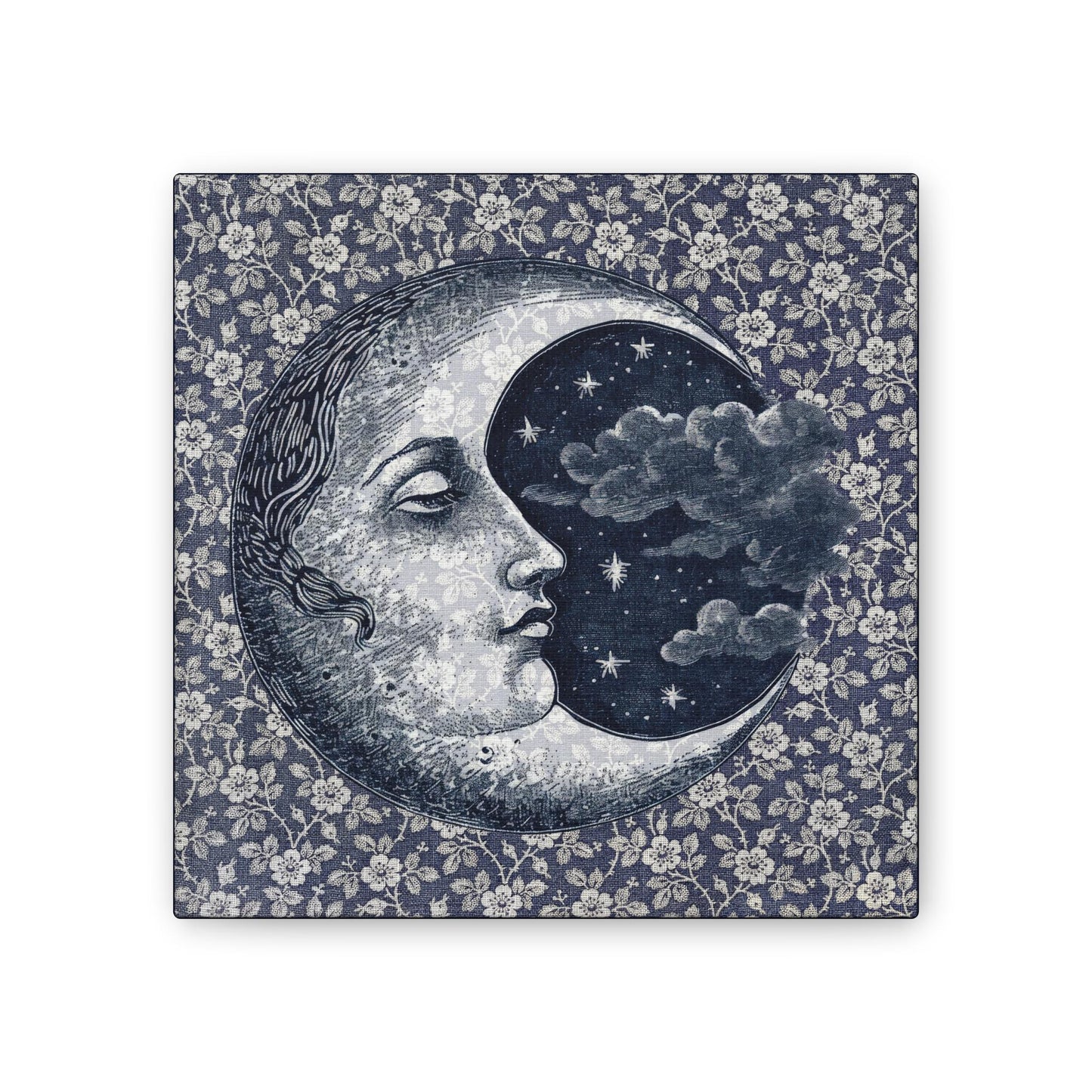 Moon Phase Canvas Art: Celestial Floral Design, Night Sky Decor by DesignBohemian