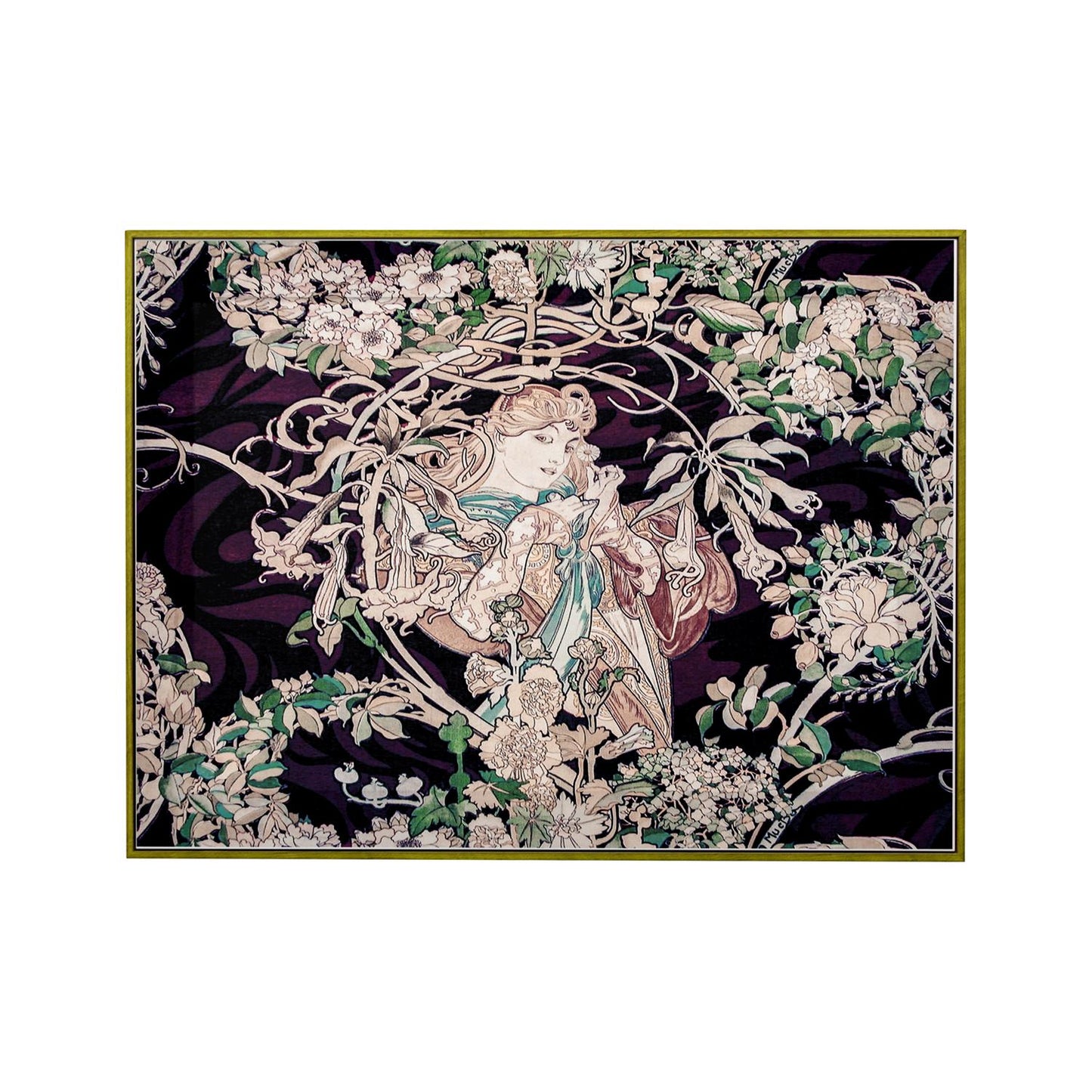 Mucha Art Nouveau Floral Print - Dark Purple: Vintage Paris Artwork