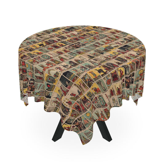 Vintage Tarot Art Tablecloth, Unique Home Decor, Retro Table Cover, Rider Waite Pattern Altar Cloth by DesignBohemian