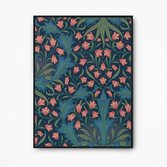 Pink and Blue Vintage Floral Print: William Morris Wallpaper