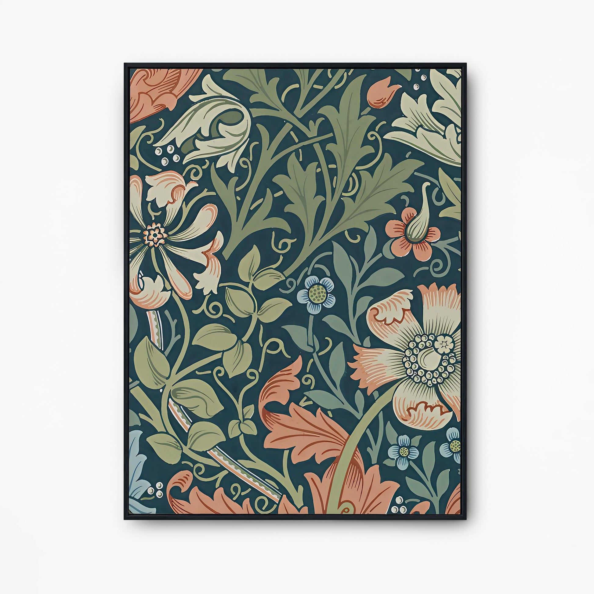 Blue and Orange Vintage Floral Print: William Morris Wallpaper