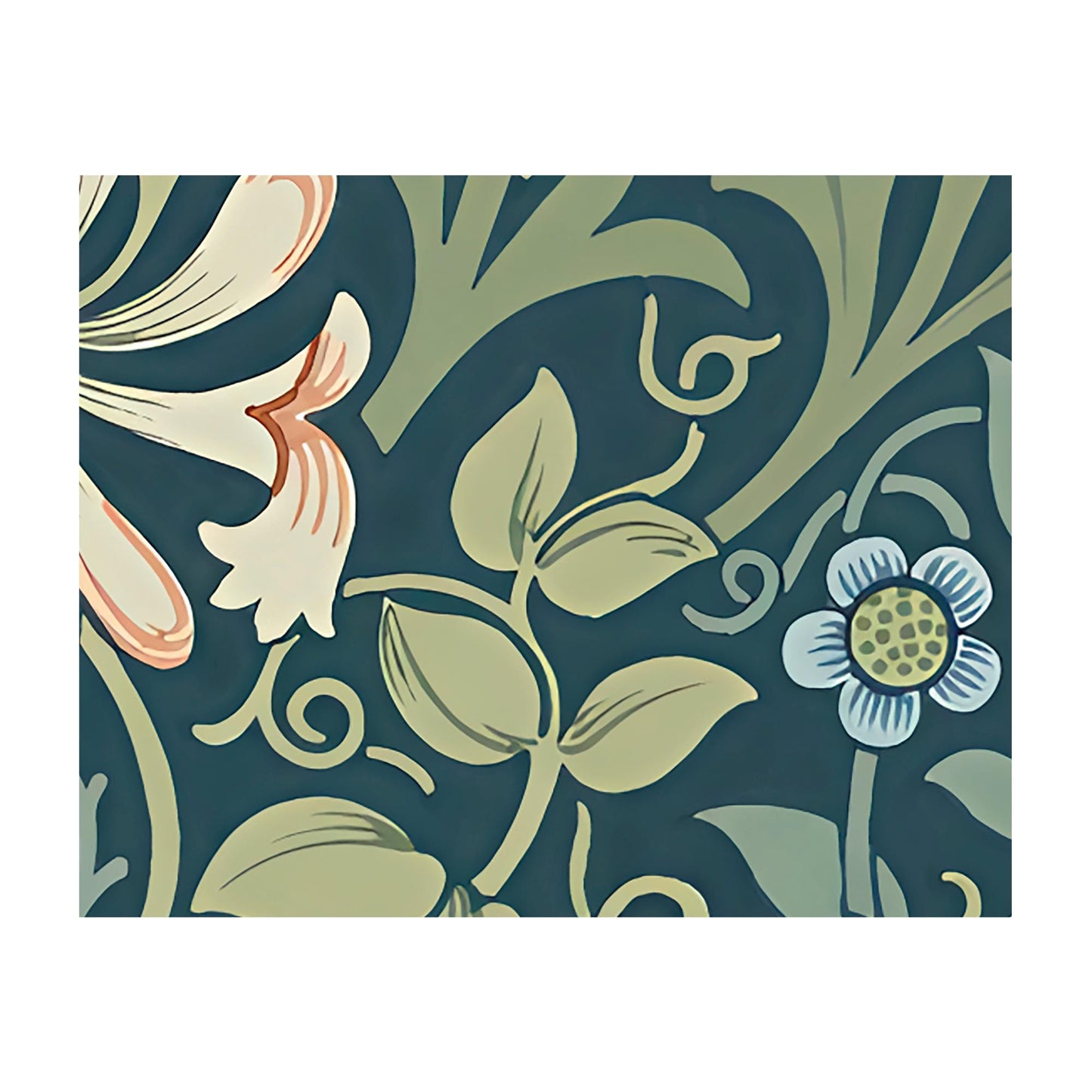 Blue and Orange Vintage Floral Print: William Morris Wallpaper