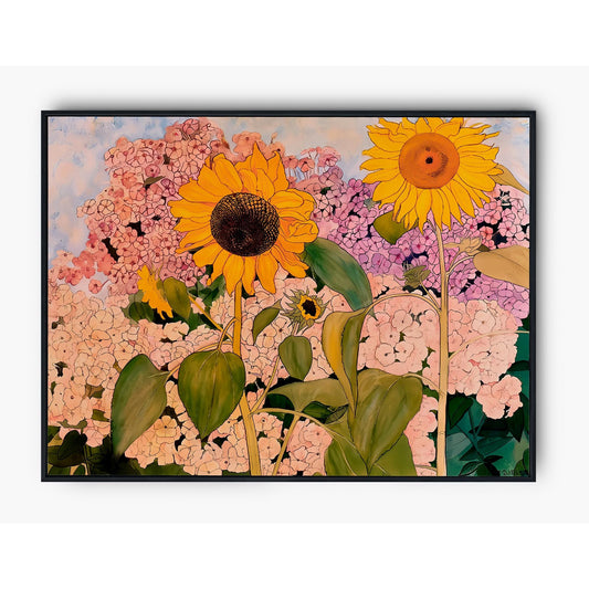 Art Nouveau Sunflowers - Ernest Biéler Painting - Vintage Print - Swiss Art - Orange and Pink