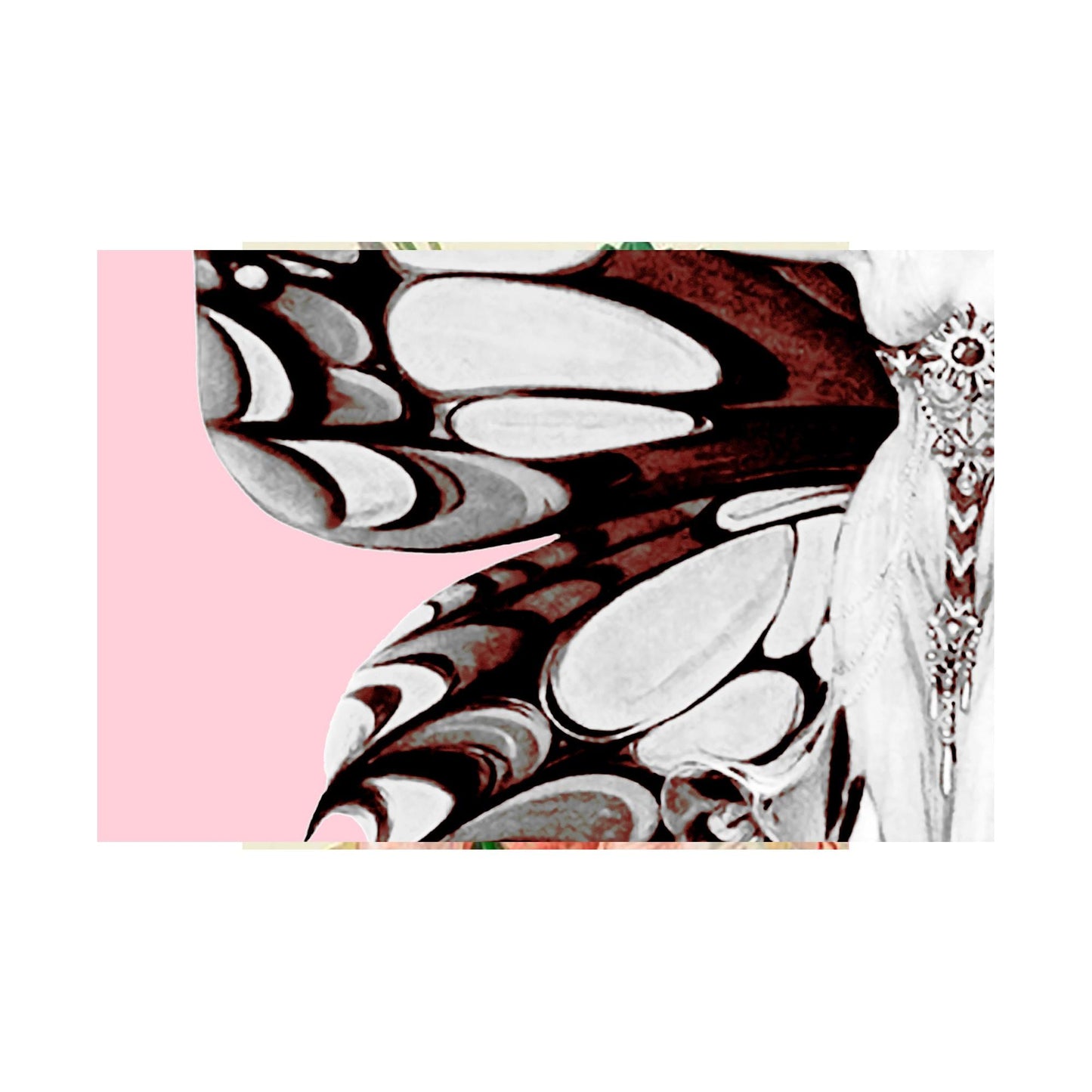 Vintage Pink Butterfly Lady - Art Nouveau - Aesthetic Art Print- Square - For Your Sacred Space