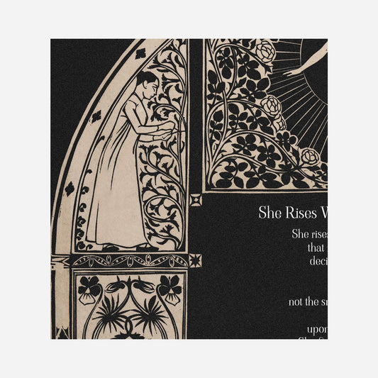 She Rises When She Remembers - Feminine - Manifestation Poem - Bohemian Quote Poster by DesignBohemian