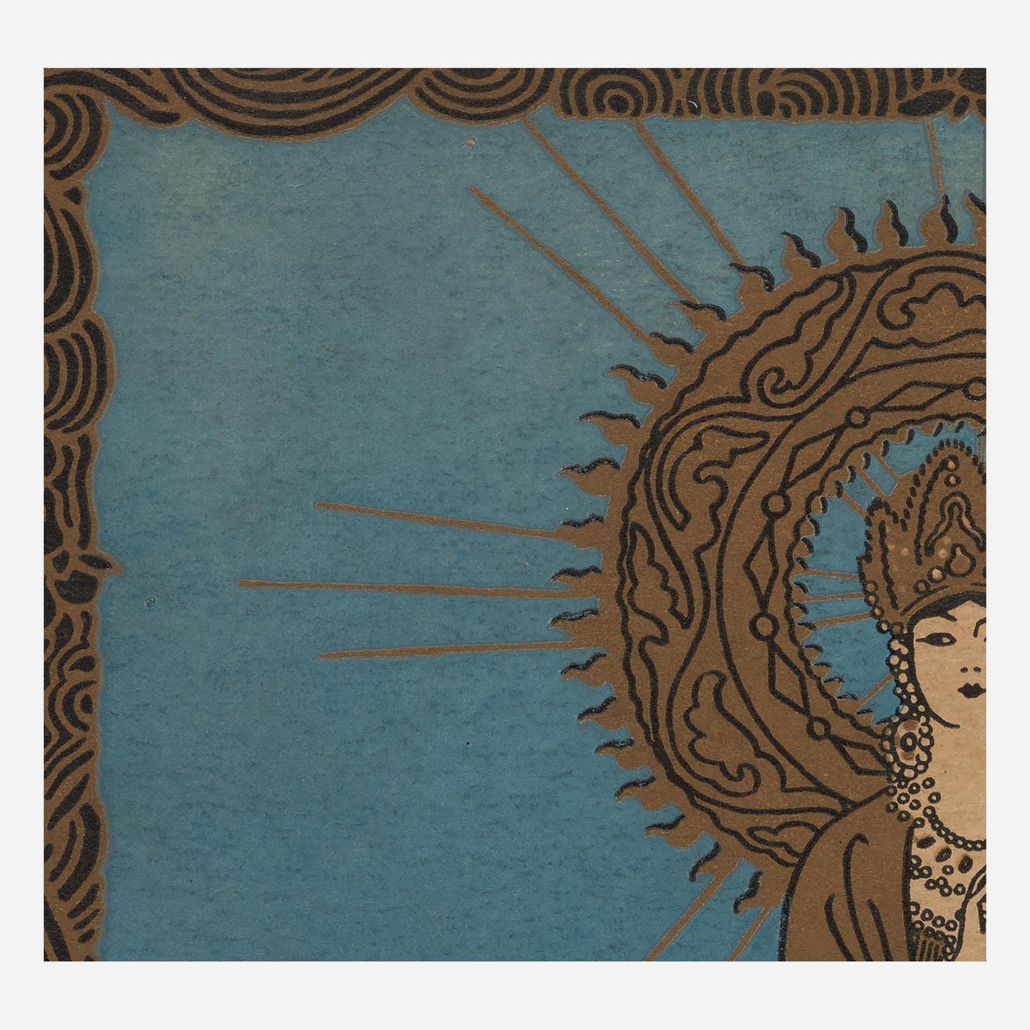 Goddess Art Nouveau Poster: Blue and Beige Bohemian Print by DesignBohemian