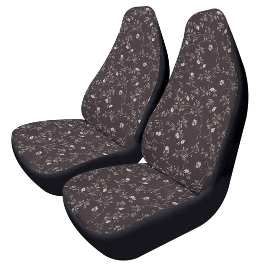 Dark Purple Ditsy Floral Car Seat Covers – Vintage Inspired Front Seat Set (2)