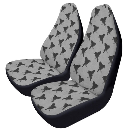 Black Crows Car Seat Covers – Gothic Moody Floral Print (Set of 2)