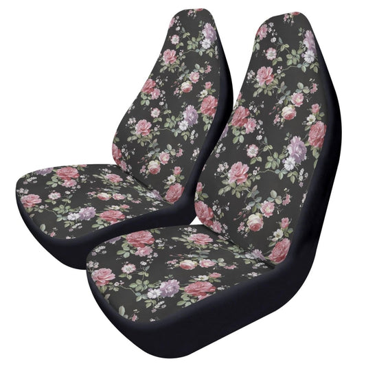 Y2K Goth Black Rose Car Seat Covers – Pink Floral Print (Set of 2)