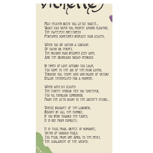 Art Nouveau Violets Print – Purple Beige Vintage Poem Poster