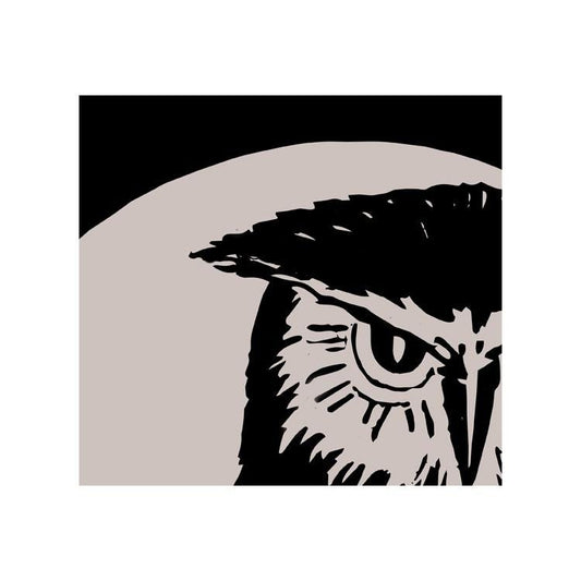 Vintage Owl Art Print - Nature Artwork - Black and Beige -
