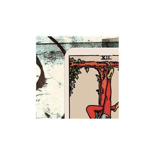 The Hanged Man Collage Tarot Print: Floral Nouveau, Vintage Art - Neutrals