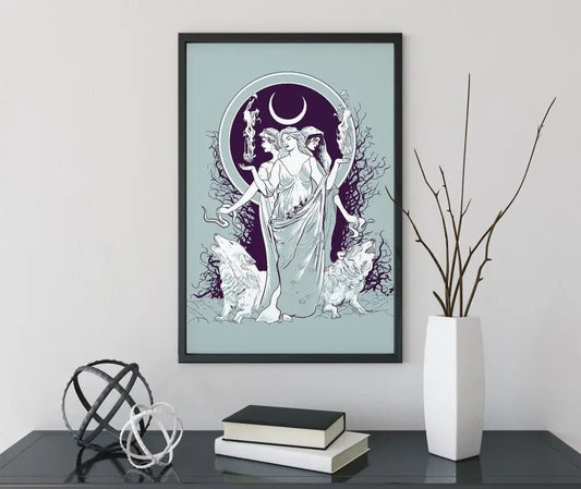 Moon Goddess Hecate Poster Wiccan Tapestry No Frame by My Store